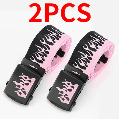 Punk Style Flame Belt – Trendy Hip-Hop Streetwear Accessory, Durable Unisex Fashion Decoration for Men & Women