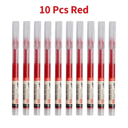 10pcs Needle Tip Gel Pens - High Quality Liquid Ink Ballpoint Pens for School Office Writing & Kawaii Stationery