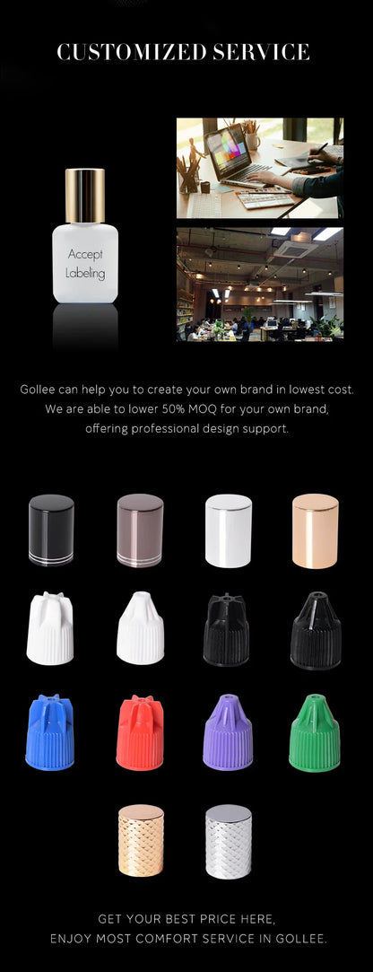 Gollee 0.5–1s Fast-Drying Eyelash Extension Glue – No Odor, No Irritation Adhesive for Lash Extensions, Professional Makeup Supplies