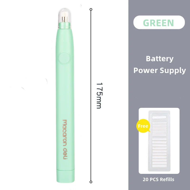 Electric Rubber Eraser Pen by Deli — Adjustable Auto Eraser for Writing, Sketching, and Drawing