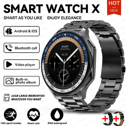 2024 OPPO Watch X Smartwatch — AMOLED 32GB, Waterproof, Bluetooth Call, TWS Music, 3D UI, Video Playback for Men