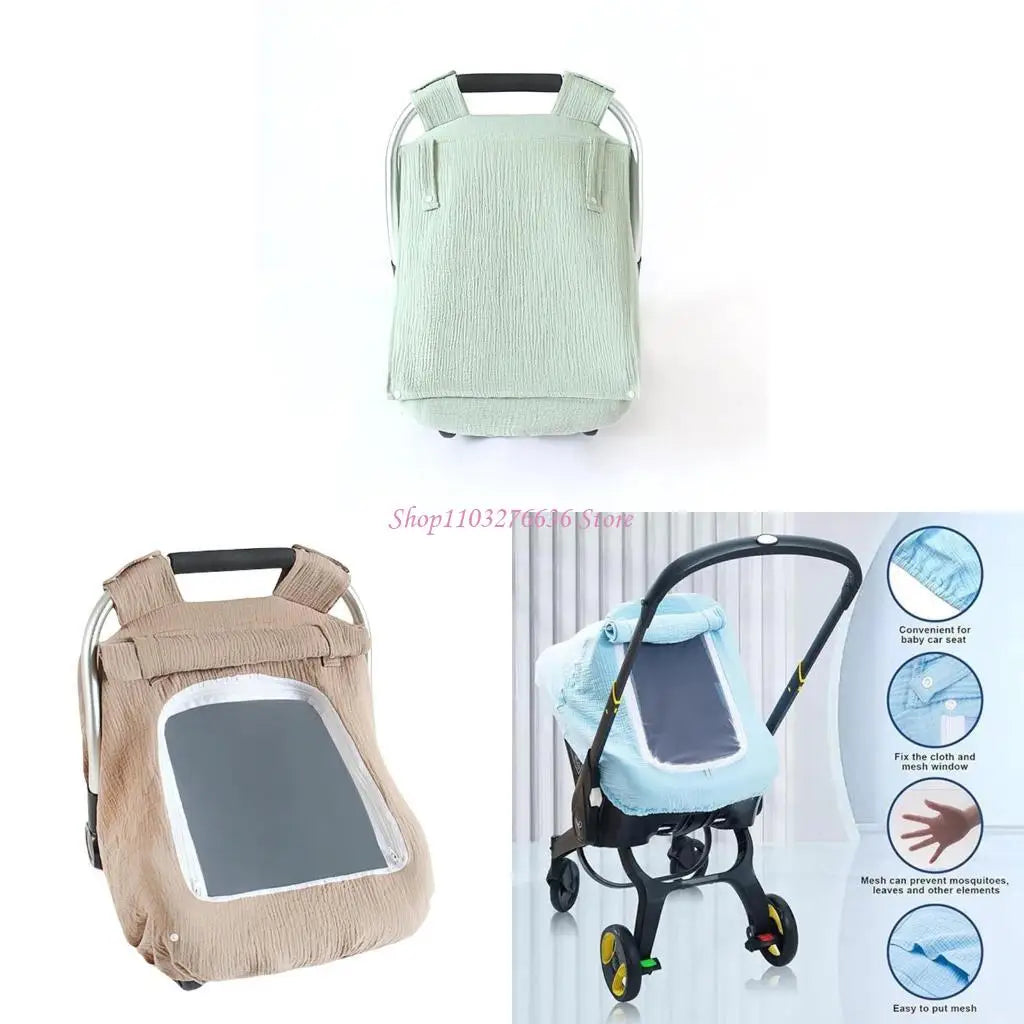 Infant Car Seat Canopy - Breathable Stroller Cover with Window Windproof Baby Sunshade for Boys and Girls