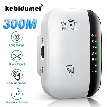 300Mbps Wireless WiFi Repeater — 2.4G WiFi Extender & Signal Booster, 802.11N Router Adapter for Home & Office