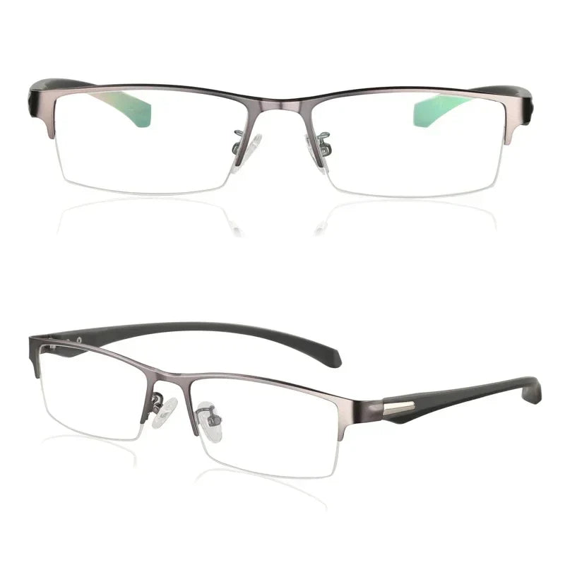 Progressive Multifocal Photochromic Reading Glasses – Anti-Blue Light Half Frame for Men with Presbyopia & Far Sight Protection