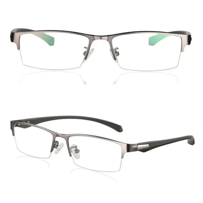 Progressive Multifocal Photochromic Reading Glasses – Anti-Blue Light Half Frame for Men with Presbyopia & Far Sight Protection