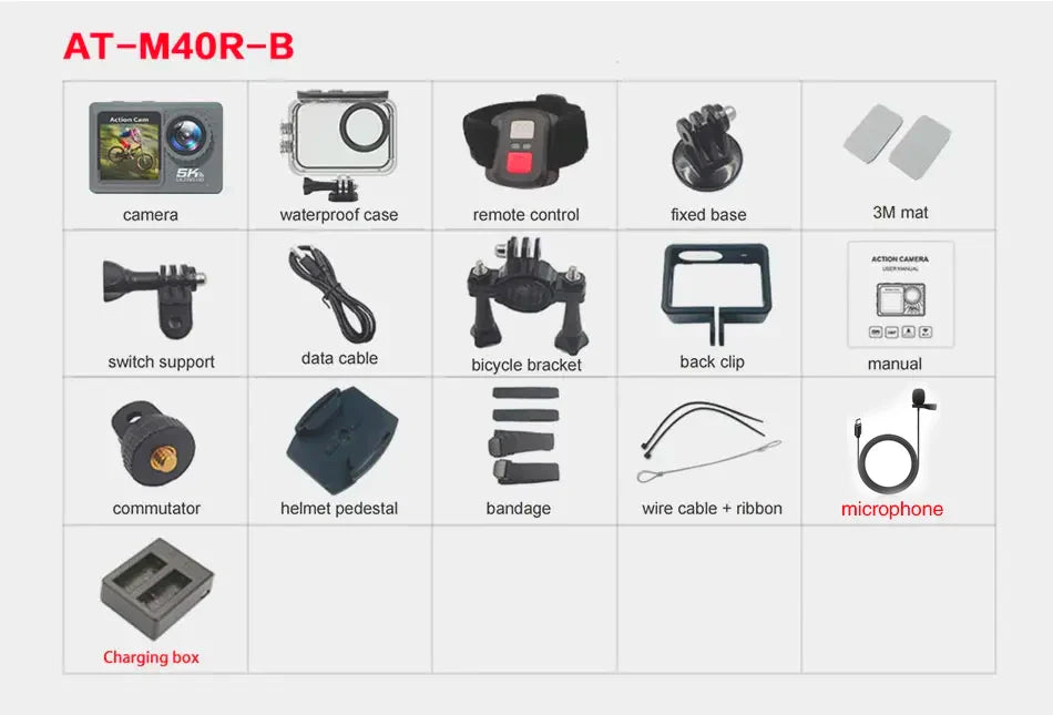 4K 5K Action Bicycle Camera with Electronic Stabilizer – WiFi Sport Helmet Video Recorder Compatible with GoPro