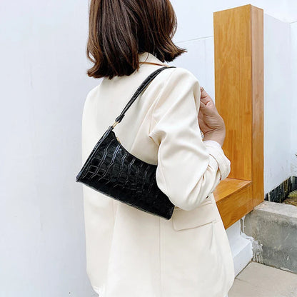 Retro Alligator Pattern PU Leather Handbag for Women – Small Shoulder & Clutch Tote Purse