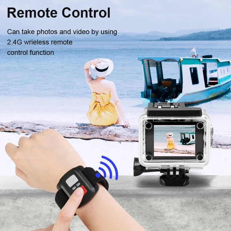 Ultra HD 4K Action Camera 30fps with WiFi – 2.0 Inch 170° Wide Angle Waterproof Helmet Sport Video Recording Camera