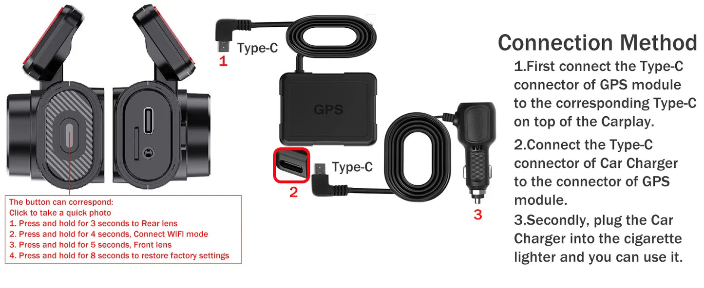 Aprilboy K6 4K WIFI Dash Cam - Front & Rear Dual Lens, 1080P Night Vision, Parking Monitor, Mini Car DVR
