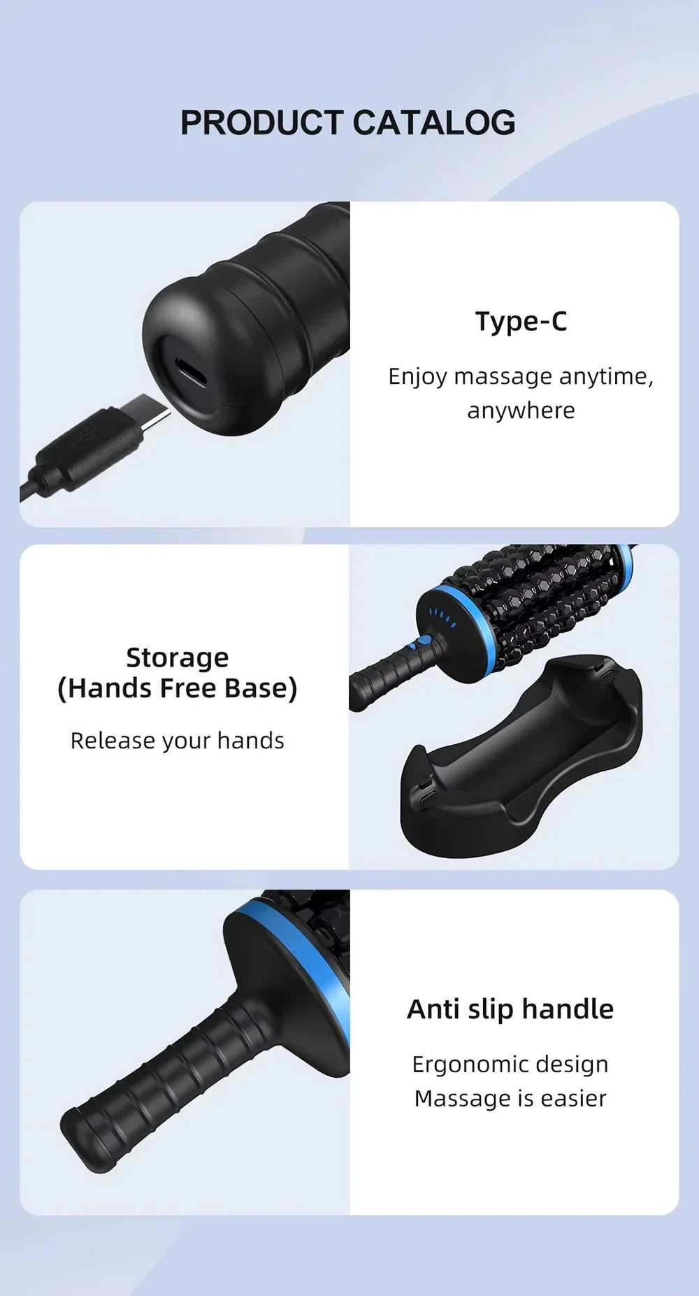 Cordless 360° Roller Body Massager — Rechargeable Percussive Vibrator for Muscle Relaxation, Back, Foot & Leg Therapy