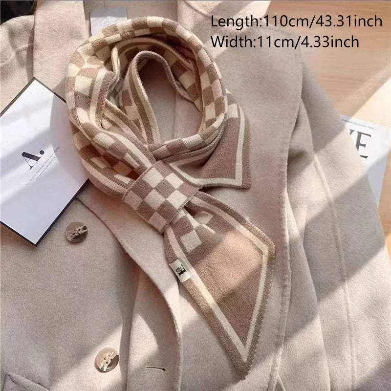 Elegant Winter Scarf for Women – Cross Tie Fake Collar Neck Warmer with Geometric Design – Windproof Neck Protection