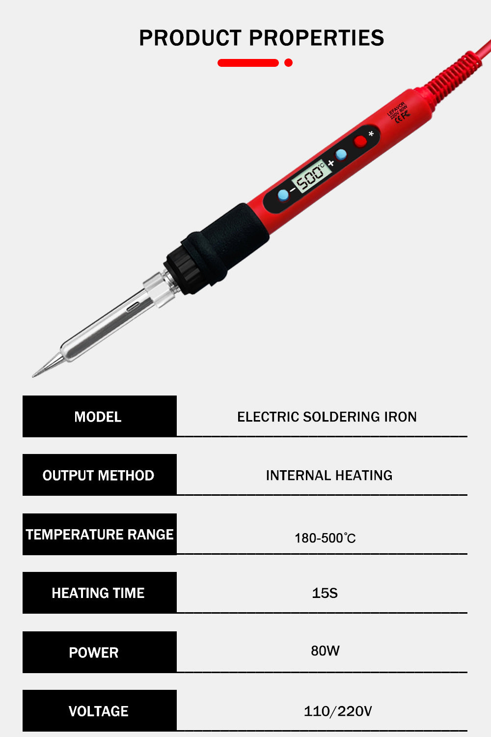 Digital 80W Soldering Iron Kit – Adjustable Temperature with LCD, Ceramic Heater & Soldering Tips