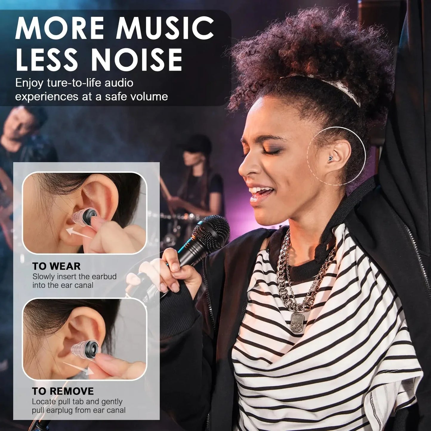 HUAK Silicone High-Fidelity Earplugs with Storage Box — Noise Protection for Concerts, Musicians, Motorcycles & Sensitive Ears