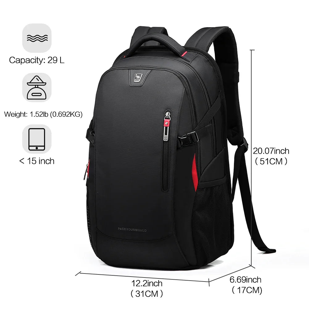 OIWAS 14" Laptop Backpack – 29L Waterproof Nylon School, Travel & Casual Bag for Teenagers & Men