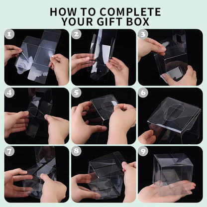 20/50PCS Clear PVC Square Gift Boxes – Multi-Size Transparent Packaging for Chocolate, Jewelry, Toys, Wedding & Party Display