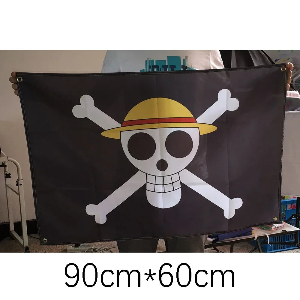 One Piece Pirate Skull Flag – Luffy Straw Hat Pirates Wall Decor & Banner for Kids' Bedroom, Gift