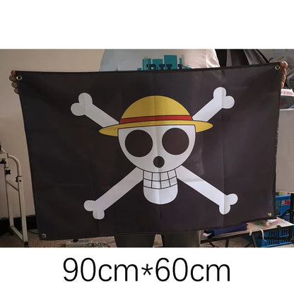 One Piece Pirate Skull Flag – Luffy Straw Hat Pirates Wall Decor & Banner for Kids' Bedroom, Gift