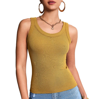 Women’s Solid Suspender Vest Top – Round Neck Sleeveless Sexy & Comfortable Fashion Tank for Women & Teens (1/3 Pack)