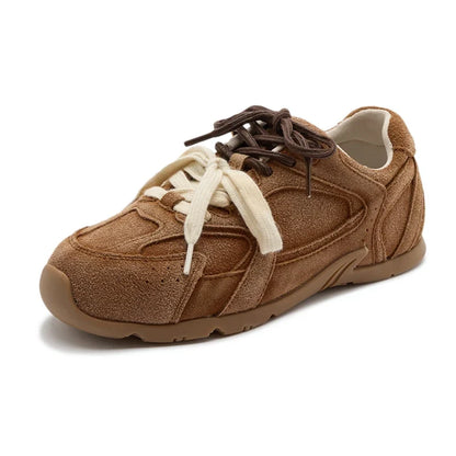 AIYUQI Women's Genuine Leather Sneakers – Retro German Trainers, Winter Velvet Fur, Flat Casual Shoes