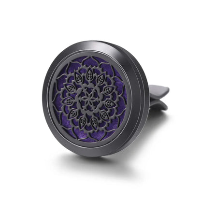 All-Black Tree of Life Car Air Freshener – Stainless Steel Aromatherapy Essential Oil Diffuser Locket Pendant