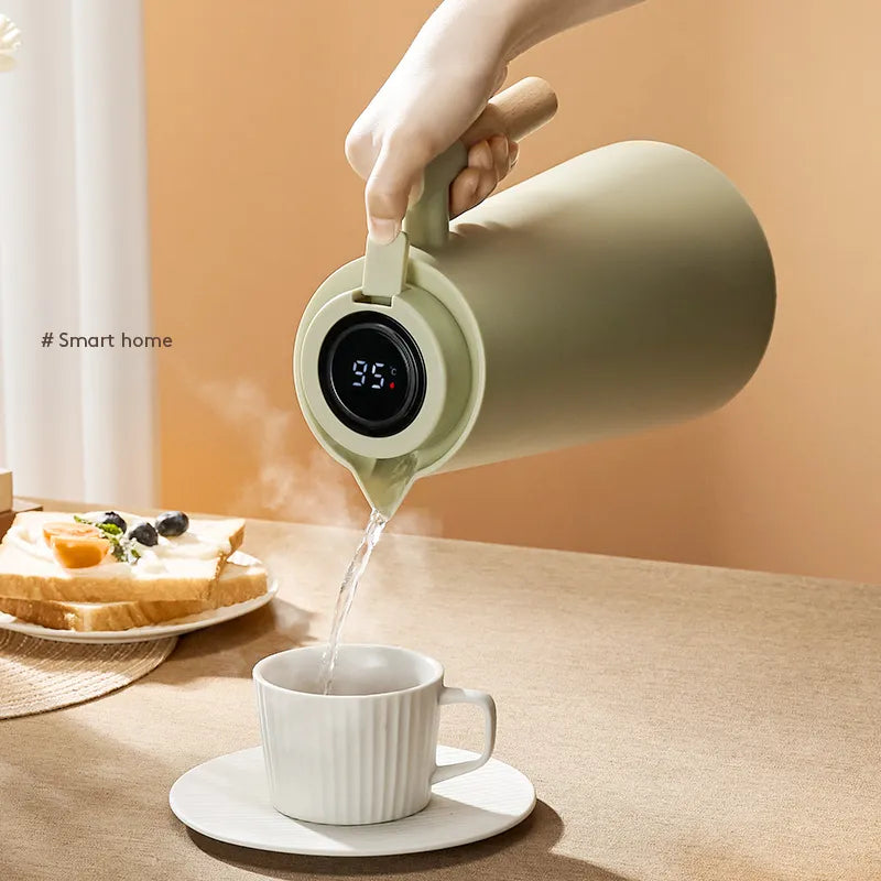 Large Capacity Insulation Kettle with Temperature Display - Household Thermos Bottle for Leakproof Insulation, One Key Temperature Display, and More