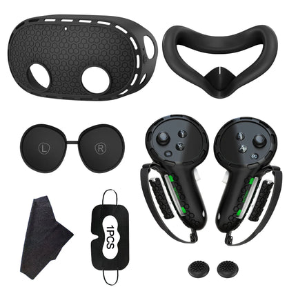 10-in-1 Soft Silicone Controller Case for Meta Quest 3/3S – Headset Grip Protector with Battery Cover, VR Accessory
