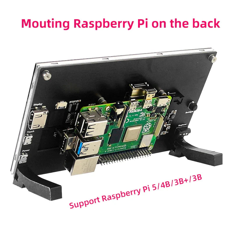 7 Inch Portable IPS Touch Screen Display – 1024x600 Monitor with Optional Speakers for Raspberry Pi 5/4B/3B+, Laptop, PC