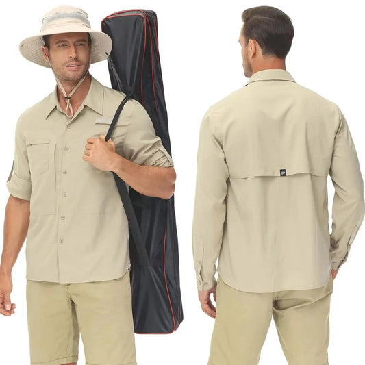 Men's UPF 50+ Fishing Shirt – Lightweight Long Sleeve Sun Protection Shirt with Breathable Mesh Back