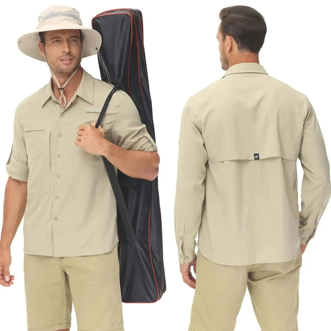Men’s UPF 50+ Fishing Shirt - Lightweight Long Sleeve Tactical Button Down with Breathable Mesh Back