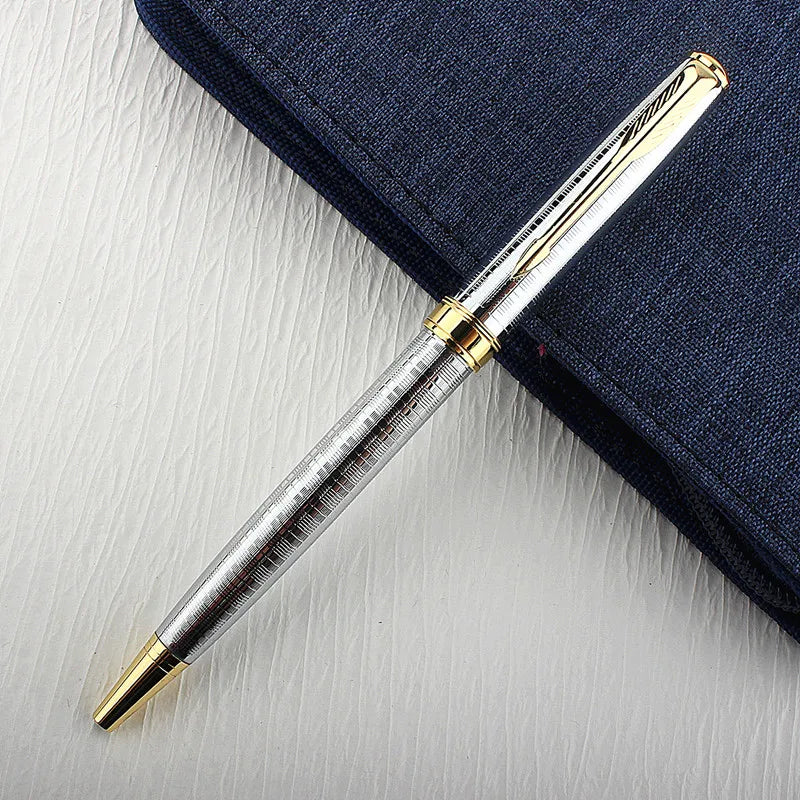 Luxury 0.7mm Metal Rollerball Pen – Blue Ink Gold Steel Signature Pen for Office & School Writing
