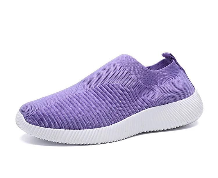 Women’s Slip-On Sock Sneakers – Breathable Flat Casual Vulcanized Sports Shoes Zapatillas
