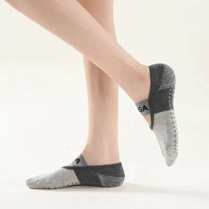 Professional Women's Anti-Slip Yoga Socks - Backless Cotton Pilates and Ballet Dance Slippers for Fitness