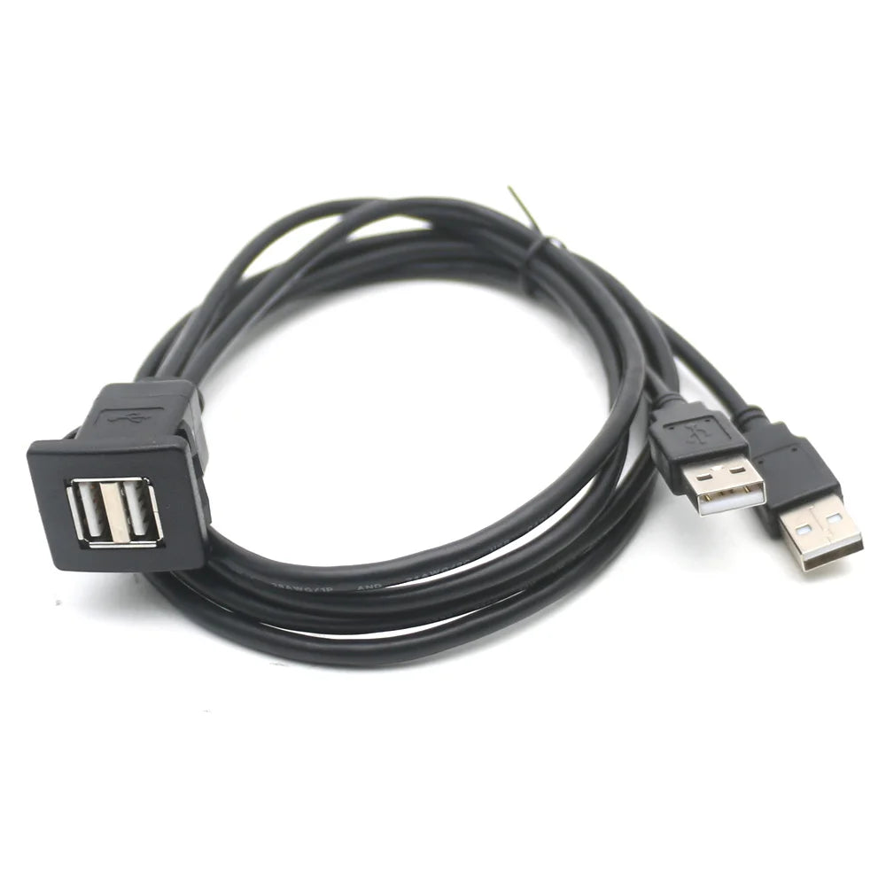 Dual USB Dashboard Mount Panel Extension Cable – 4/6 Pin Shielded Adapter for Car, Truck, Boat, Motorcycle, Android Head Unit