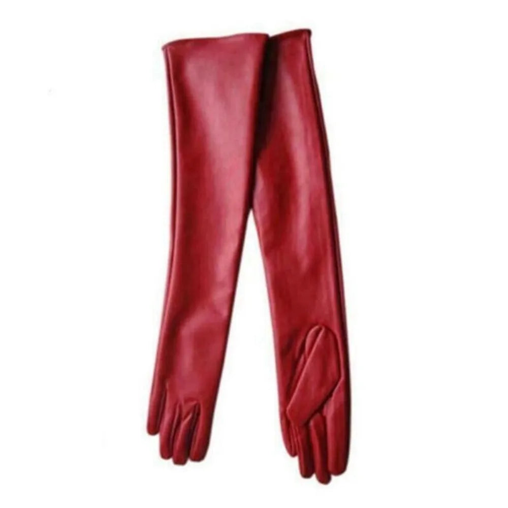 Fashion Women’s Long Leather Gloves – Warm Winter Elbow-Length Soft Lined Evening Party Gloves High Quality Stylish Handwear