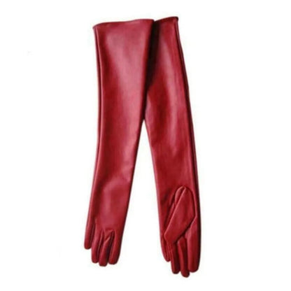 Fashion Women’s Long Leather Gloves – Warm Winter Elbow-Length Soft Lined Evening Party Gloves High Quality Stylish Handwear
