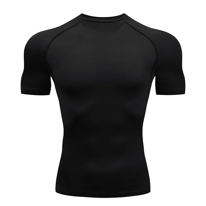 Men's Short Sleeve Compression Running T-shirt: Gym Fitness Sport Tees - Sweat-Wicking Athletic Tops for Jogging Tracksuits