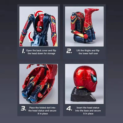 Marvel Iron Man Head Shaped Action Figure – Deformable Toy with Spider-Man Joints, Mobile Model Doll for Kids’ Educational Play