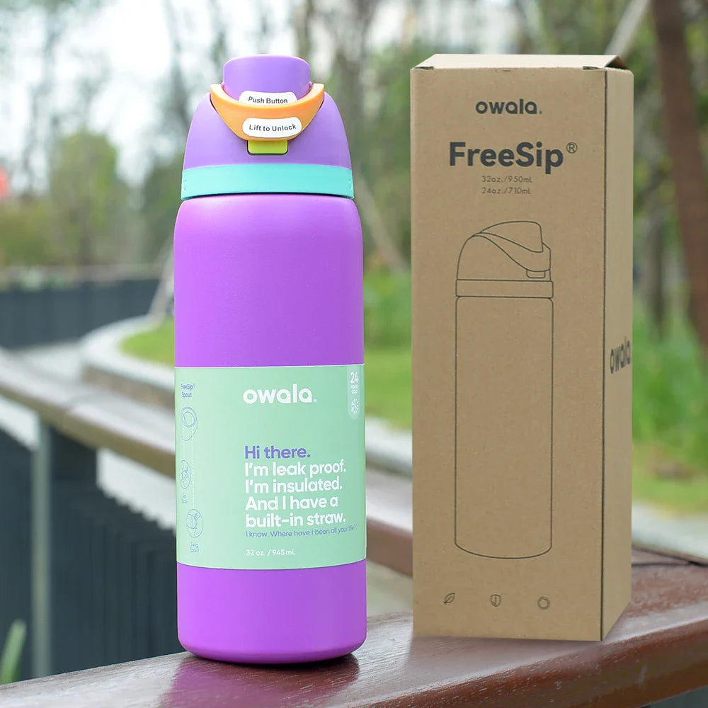 Owala Insulated Stainless Steel Water Bottle with Straw – BPA-Free Sports Bottle (24oz/32oz) for Travel