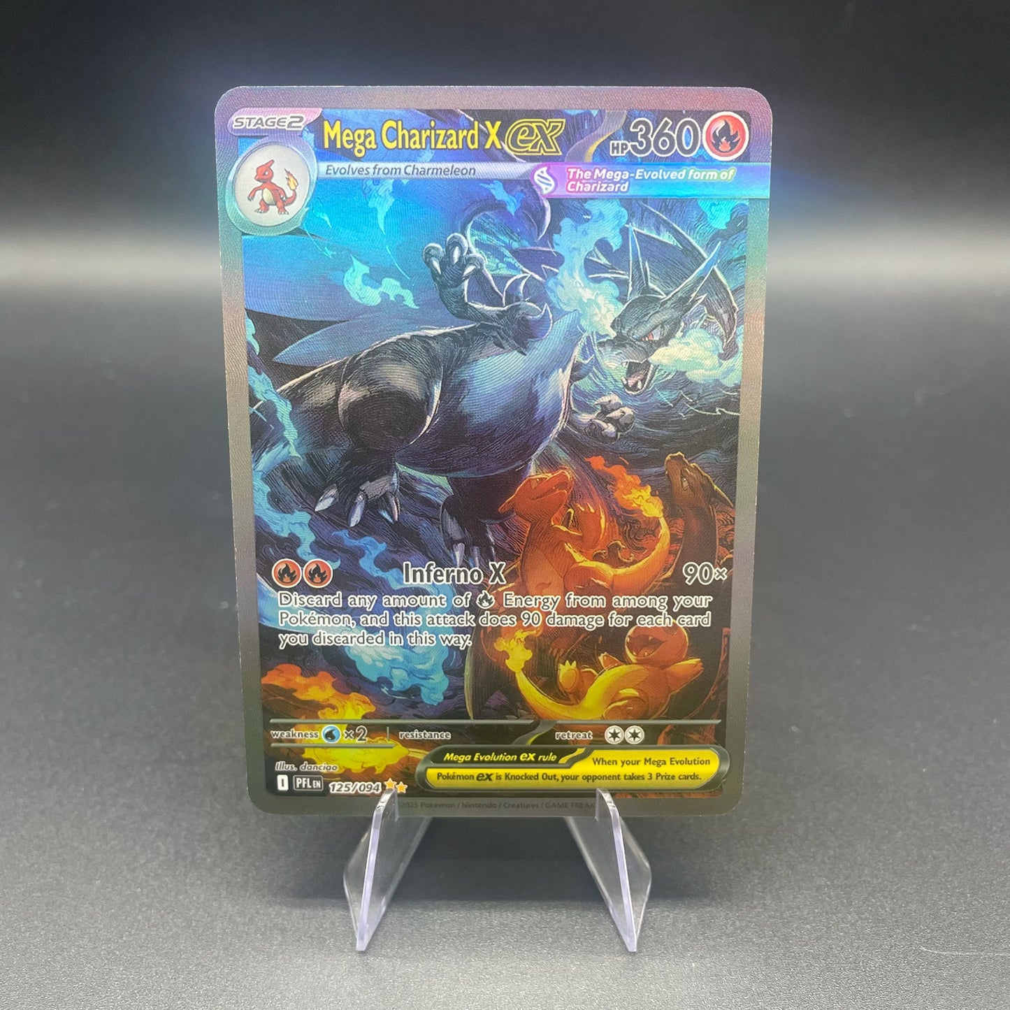 DIY PTCG Mega Charizard X Card - Japanese & English Version Refractive Color Flash Game Collection Trading Card