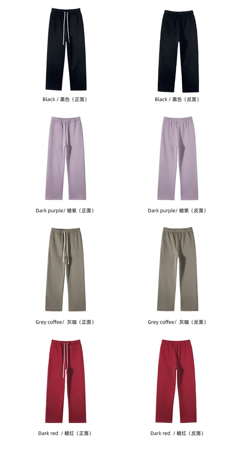 Straight-Lined Solid Color Cashmere Sweatpants – Soft Cozy Lounge Pants