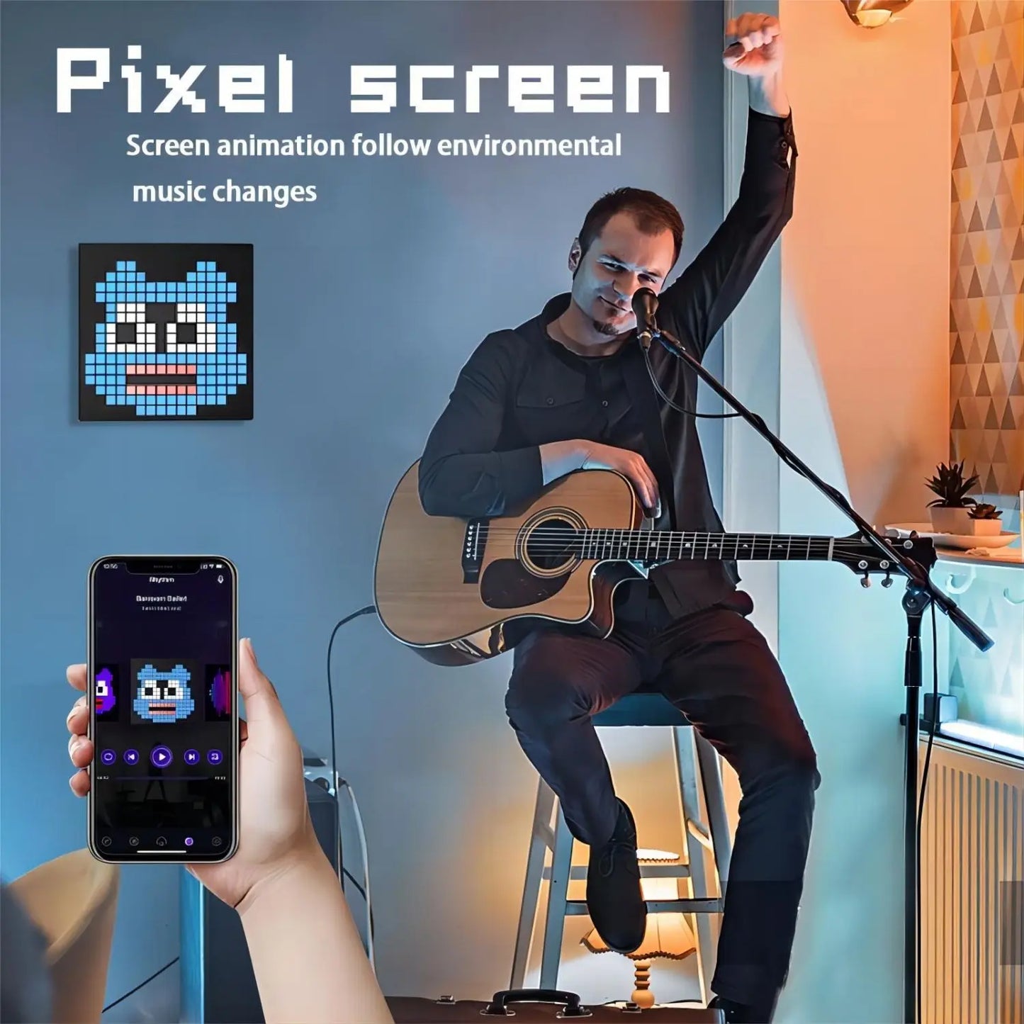 LED Pixel Matrix Bluetooth Smart Display, 64x64 RGB Digital Lamp Panel, DIY Art, Gaming & Anime Room Decor, APP Control