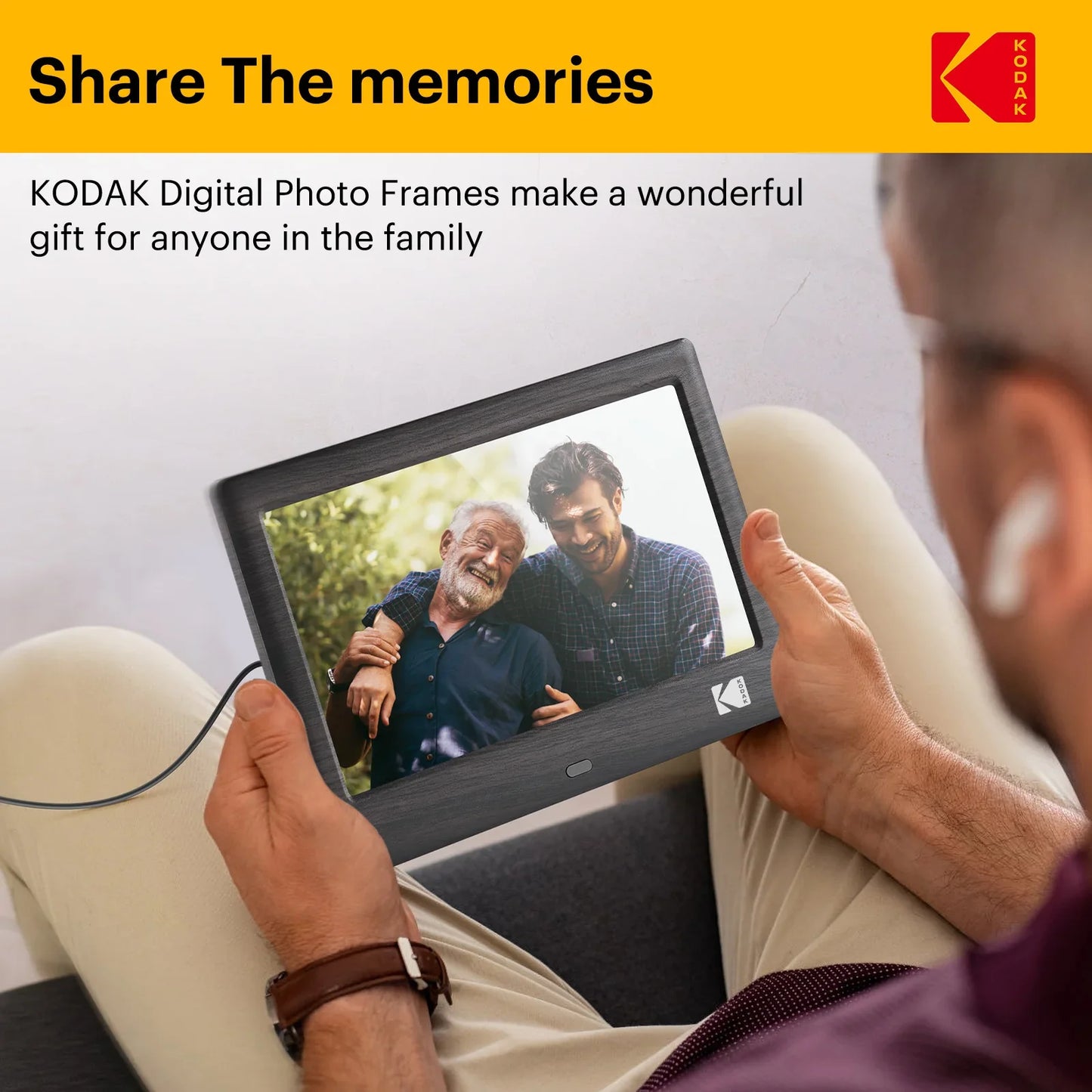 KODAK 7-Inch Digital Photo Frame with Remote – 1024x600 HD Screen, Electronic Album, Video, Music, Clock & Calendar Player