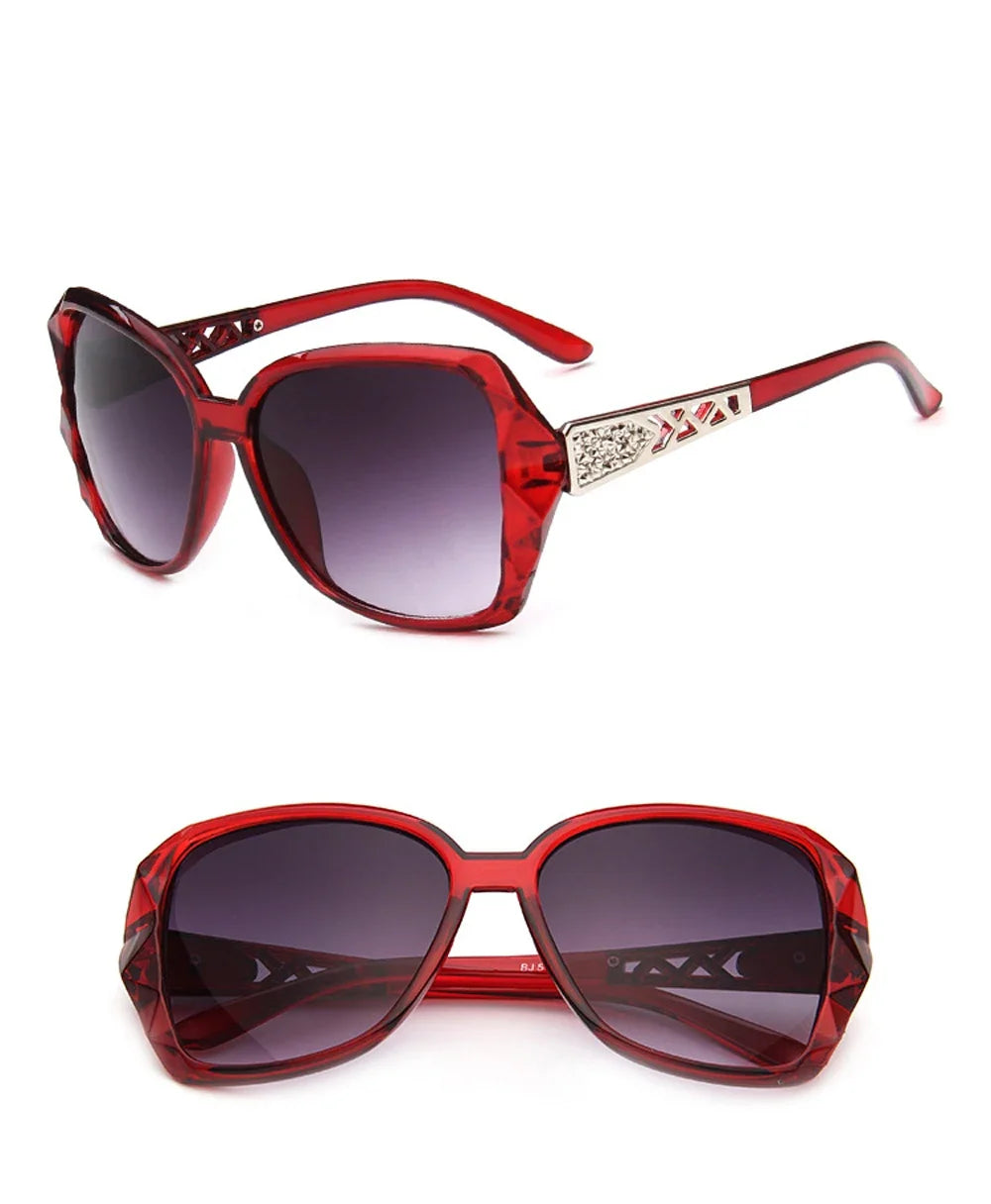 Fashionable Big Purple Sunglasses for Women - Luxury Brand Square Mirror Shades for Ladies