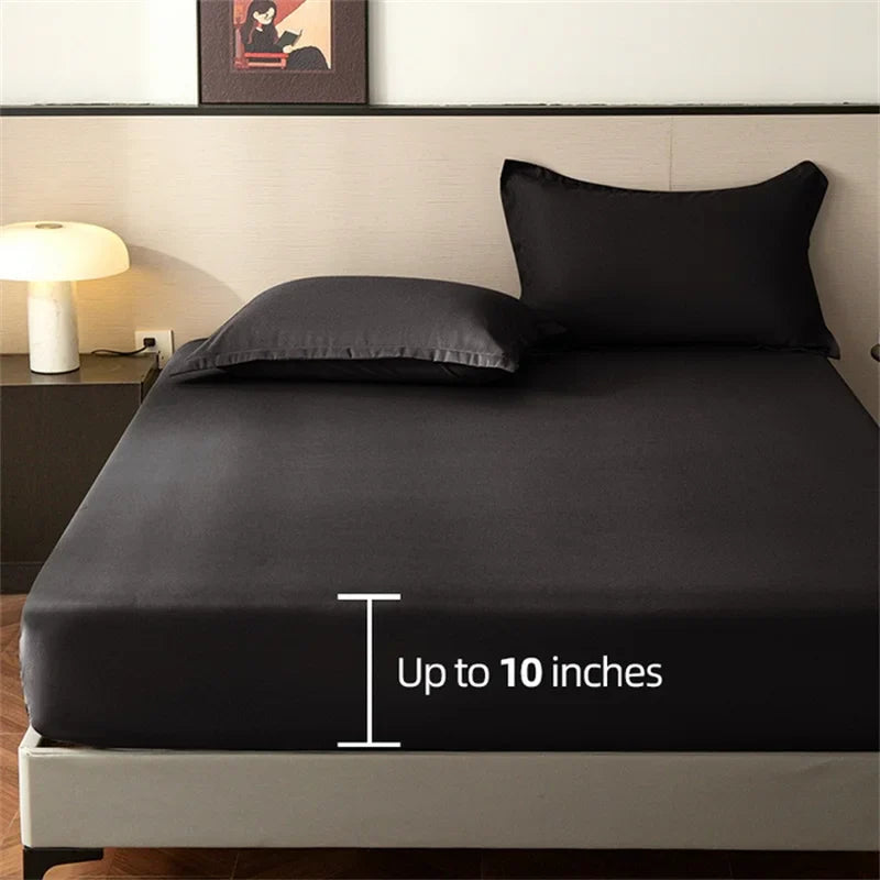 Soft Elastic Fitted Bedsheet with Deep Pocket Band – Twin/Full/Queen/King Size Bed Linen Cover (No Pillowcase)