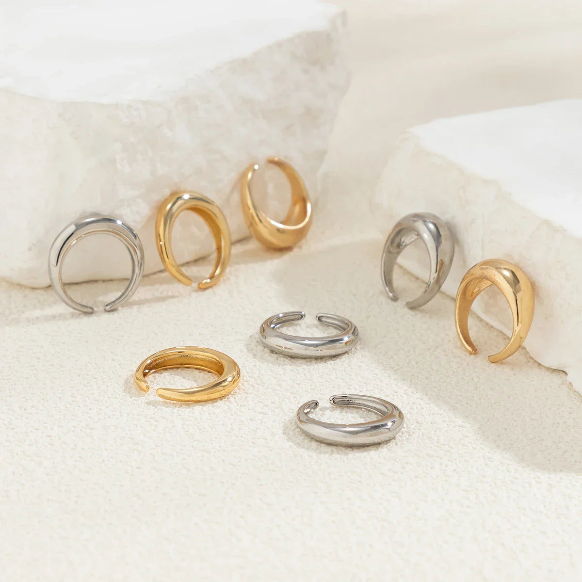 8Pcs/Set Creative Water Drop Rings for Women – Vintage Geometric Adjustable Open Finger Rings, Couple Wedding Accessories
