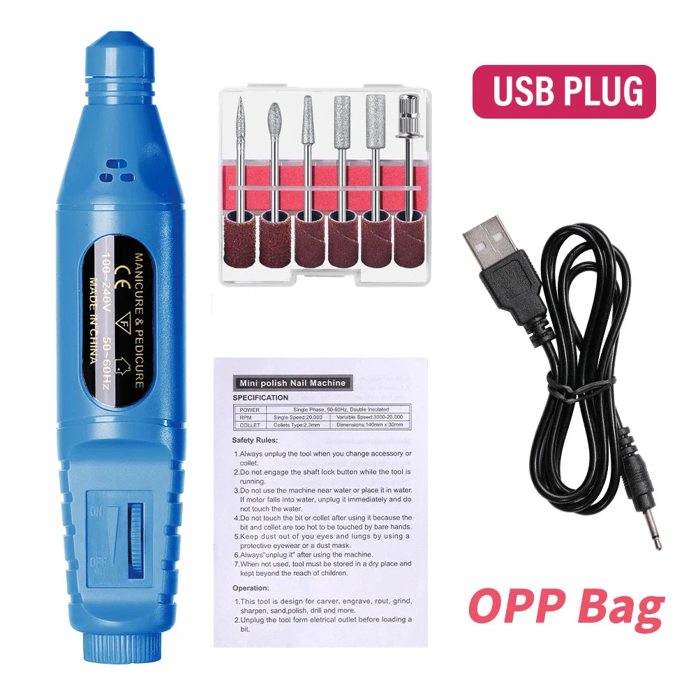 LINMANDA 6-in-1 Electric Nail Drill Kit – Portable Manicure Machine for Nail Filing, Polishing & Removal Tools