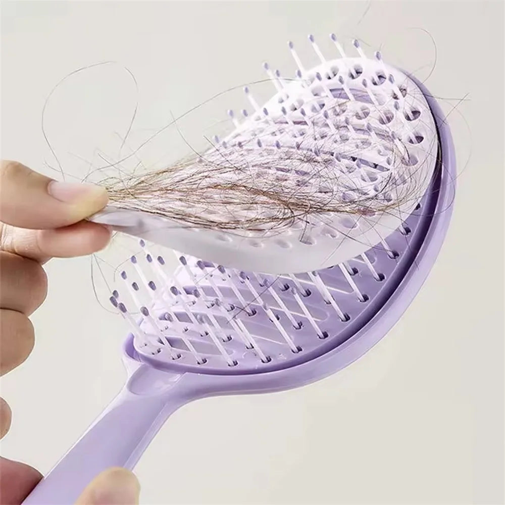 Self-Cleaning Hairbrush & Scalp Massager Anti-Frizz Volumizing Portable Styling Brush for Smooth Fluffy Hair