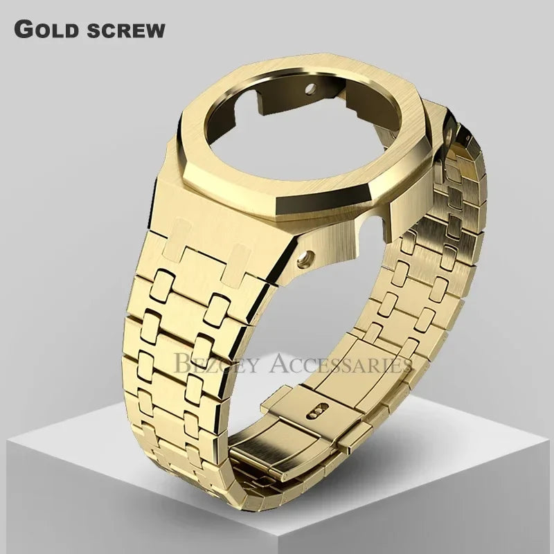 GEN4 Casioak GA2100 Mod Kit – Stainless Steel Case, Bezel, and Rubber Strap Replacement for G-SHOCK GA2100/GA2110