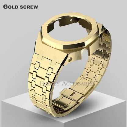 GEN4 Casioak GA2100 Mod Kit – Stainless Steel Case, Bezel, and Rubber Strap Replacement for G-SHOCK GA2100/GA2110