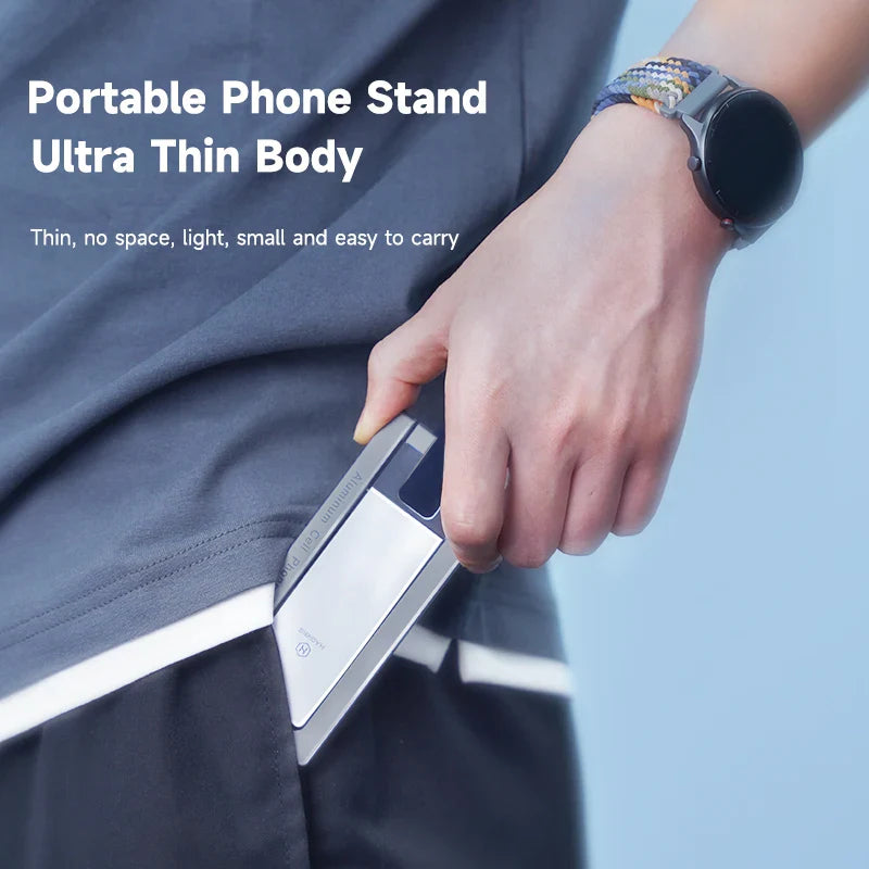 Hagibis Foldable Metal Phone Stand: Adjustable Desktop Holder - Portable Cradle Dock for iPhone 13, 12 Pro Max, SE, Xiaomi